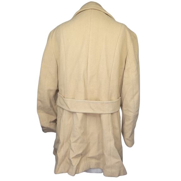 Vintage Tan Wool Blend Pea Coat Size Large - Picture 2 of 5